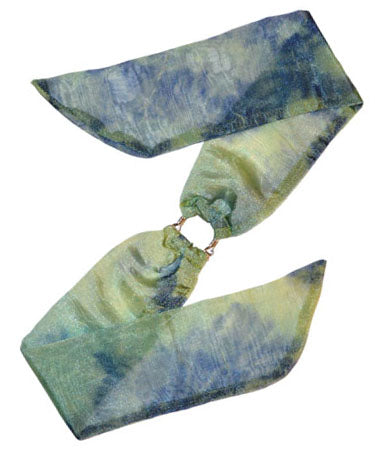Women's Wrist Scarf in Agave Coastal Garden Organza Buckle Attached | Handmade in Seattle WA | Pandemonium Millinery